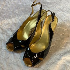 Black and Gold Guess heels size 8